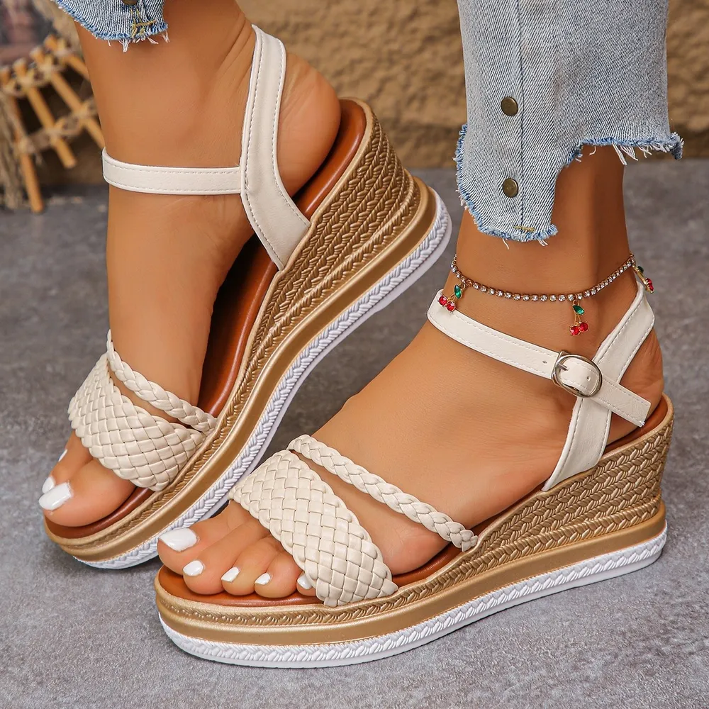 Woven Espadrille Wedge Sandals, image 2