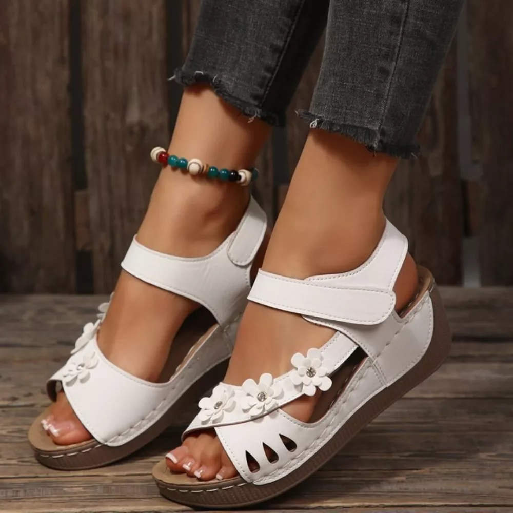 Floral Embellished Wedge Sandals, image 2