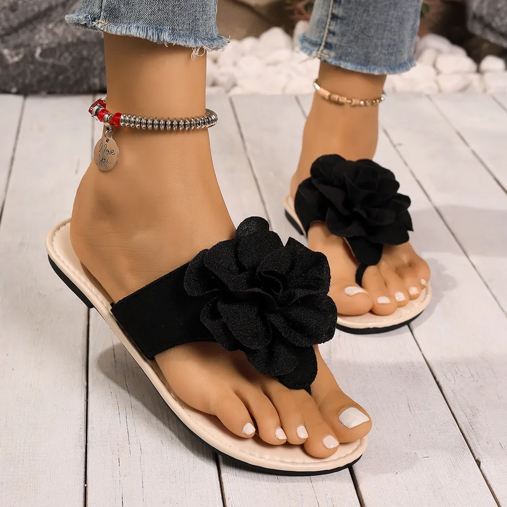 Flower Toe Post Flats Sandals