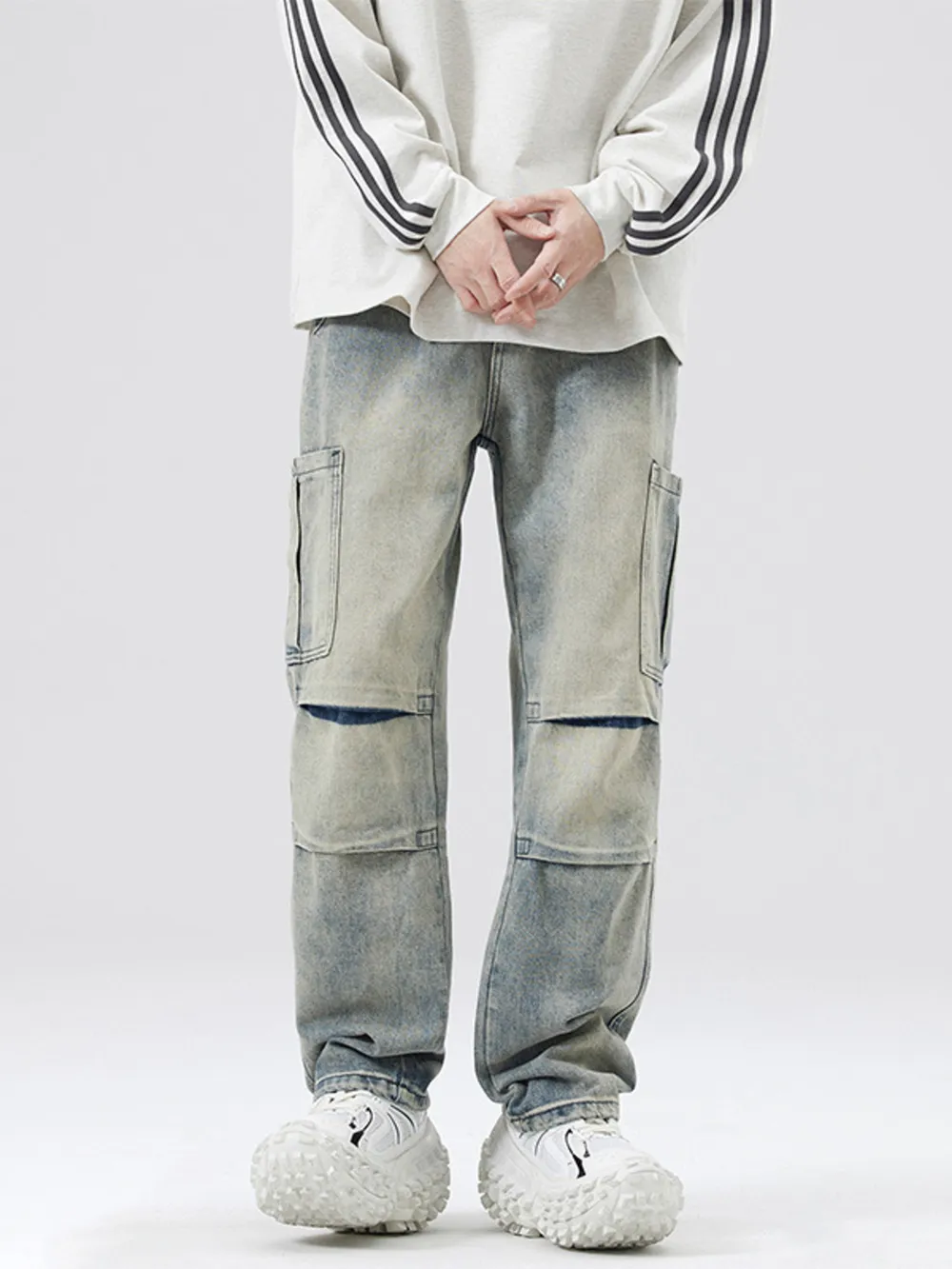Men's Full Size Distressed Cargo Jeans Plus Size, image 2