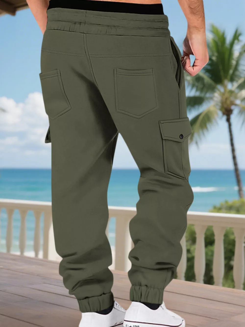 Men's Full Size Cargo Joggers with Multi-Pockets Plus Size, image 8
