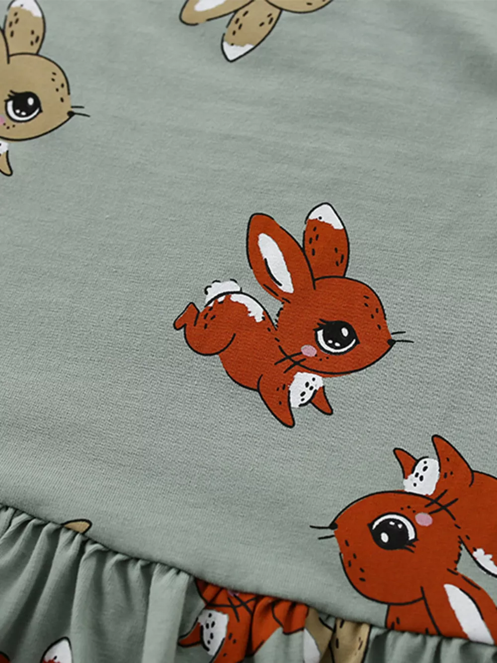Children's Cute Cartoon Print Tiered Dress, image 3