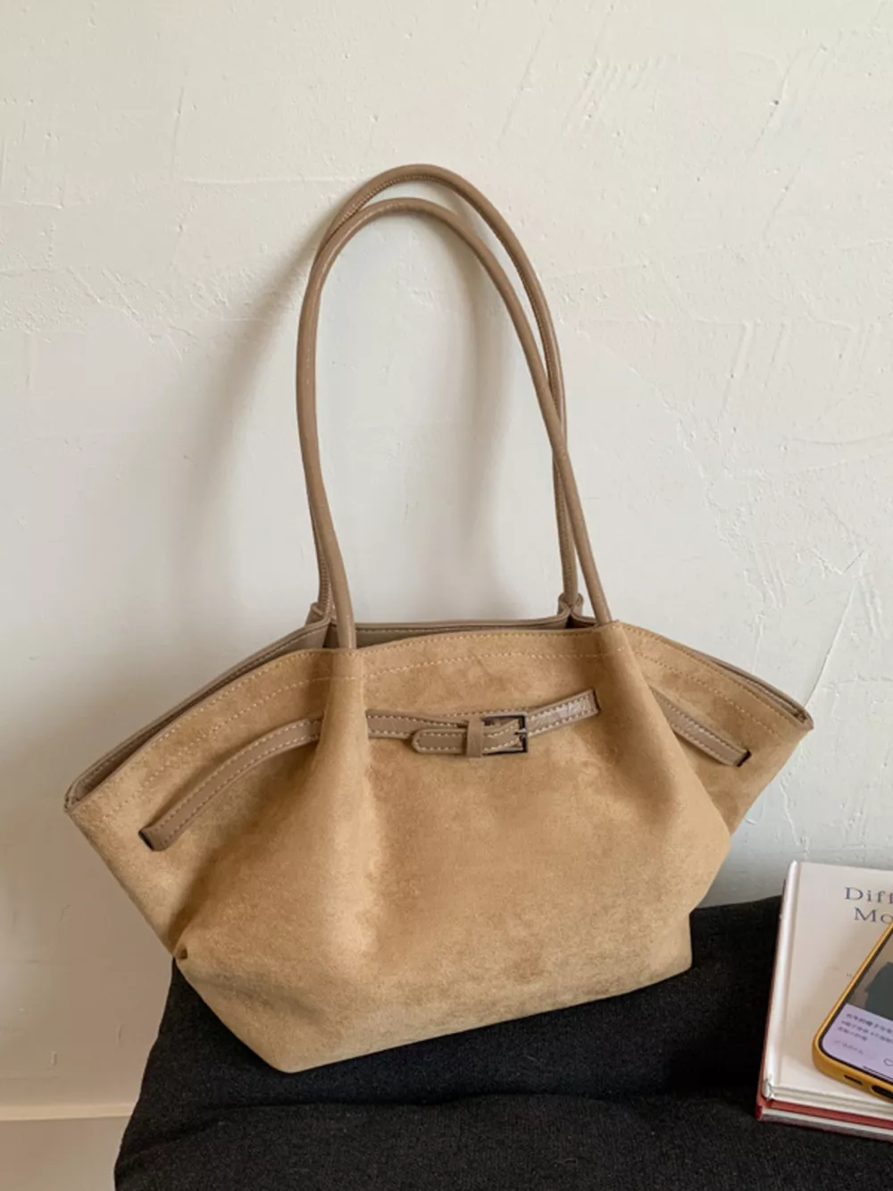 Solid Color Buckle Tote Bag, image 10