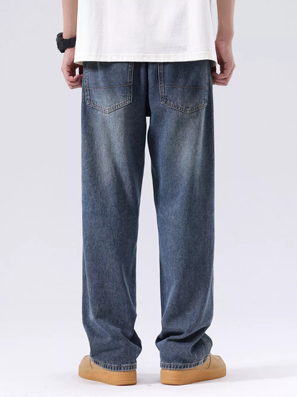 Men's Plus Size Vintage Wash Loose Fit Jeans, image 6
