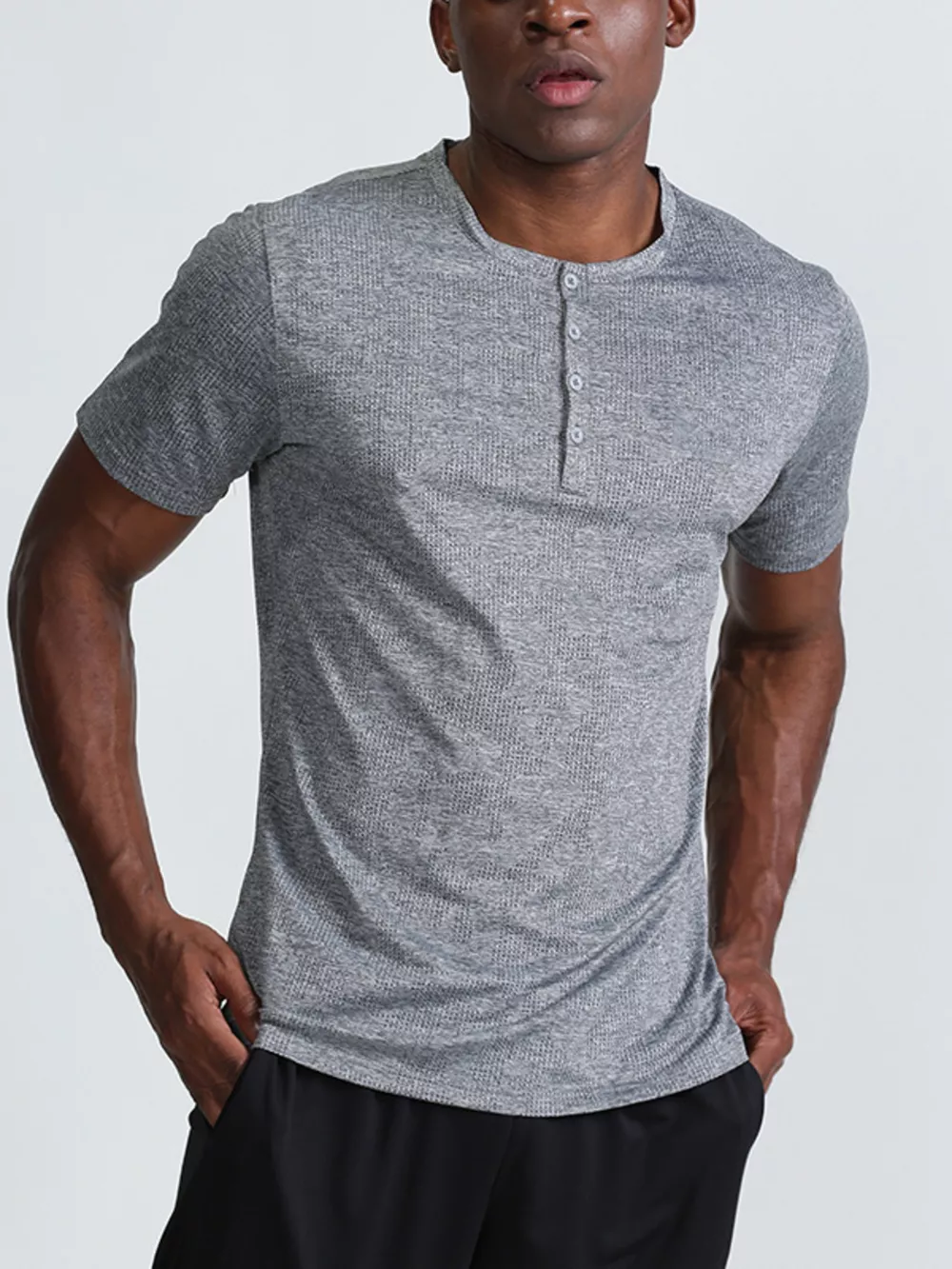 Men's Plus Size Lightweight Henley Active T-Shirt, image 5