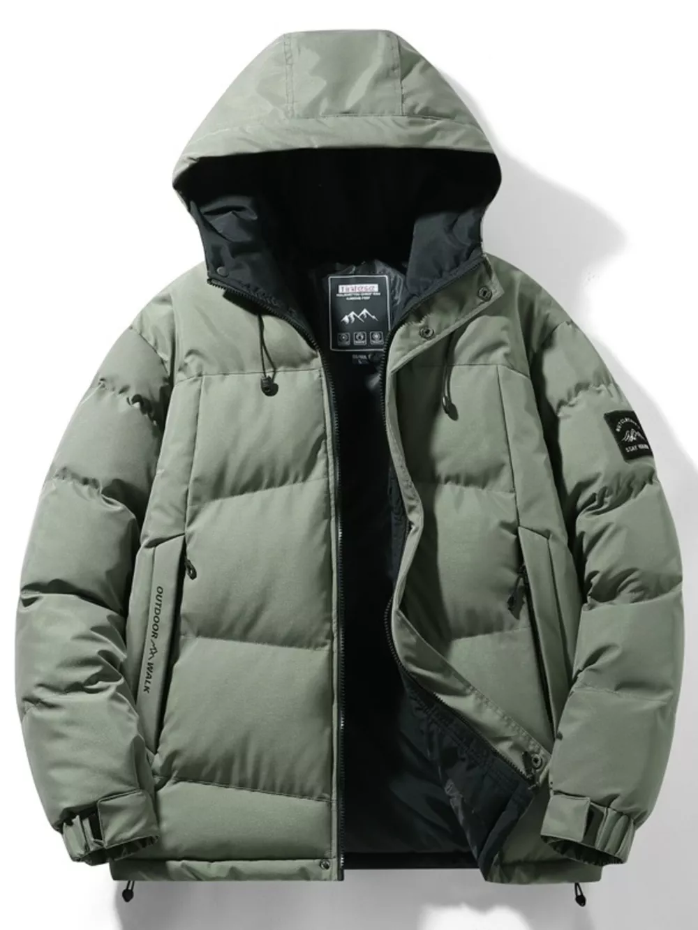 Men's Full Size Outdoor Padded Hooded Puffer Jacket Plus Size, image 2