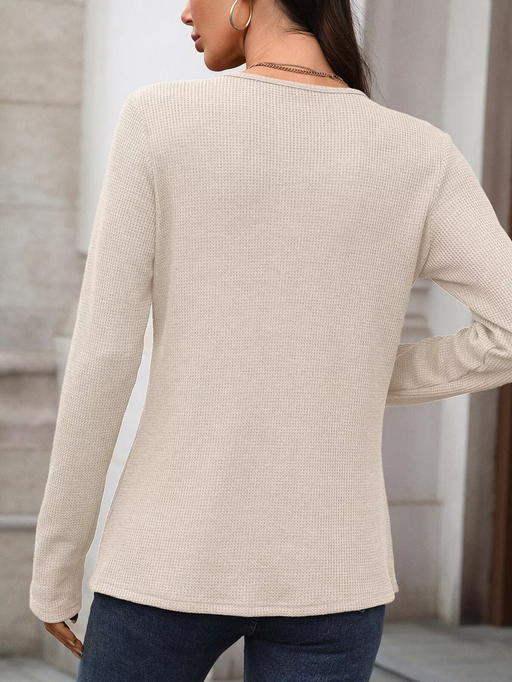 Waffle Knit Long Sleeve T-Shirt, image 20