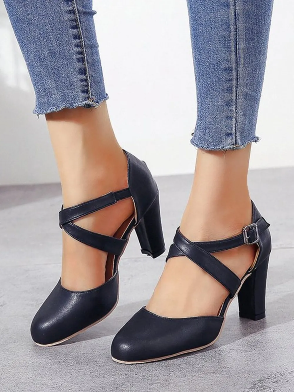 Cross-Strap Block Heel Pumps, image 6