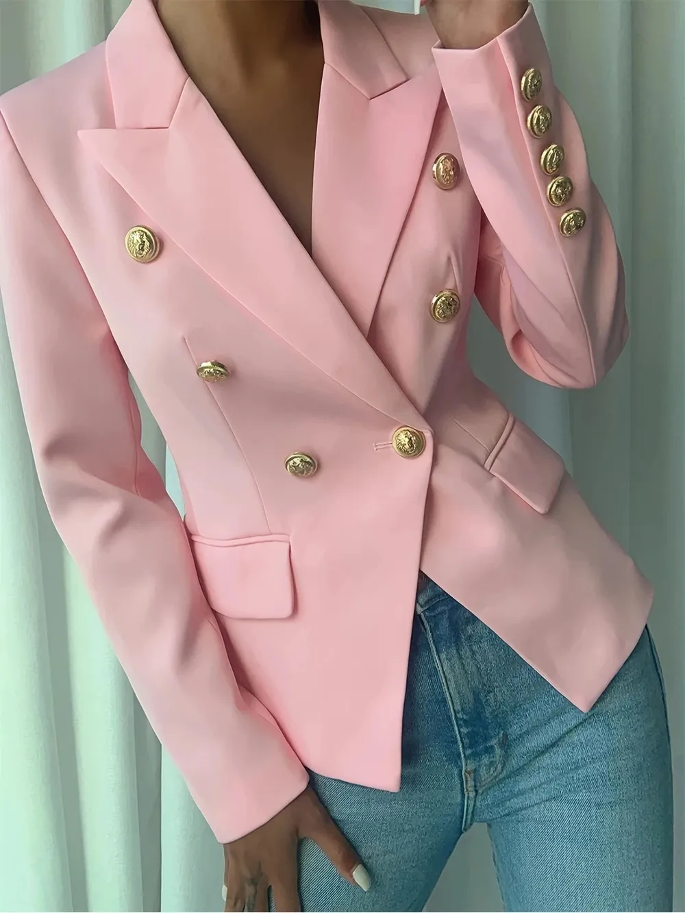 Decor Button Lapel Collar Blazer, image 22