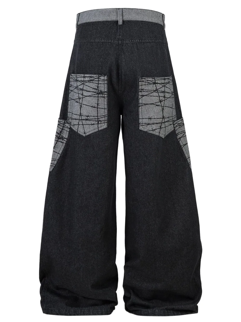 Men's Wide Leg Cargo Jeans with Contrast Panels, image 3