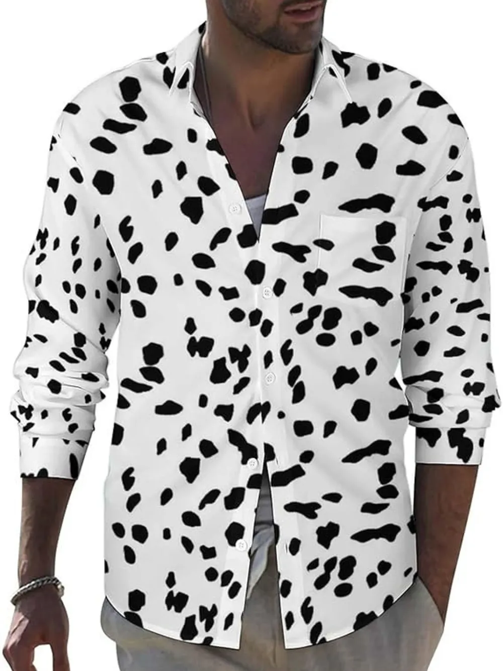 Men's Full Size Printed Button Up Long Sleeve Shirt Plus Size, image 2