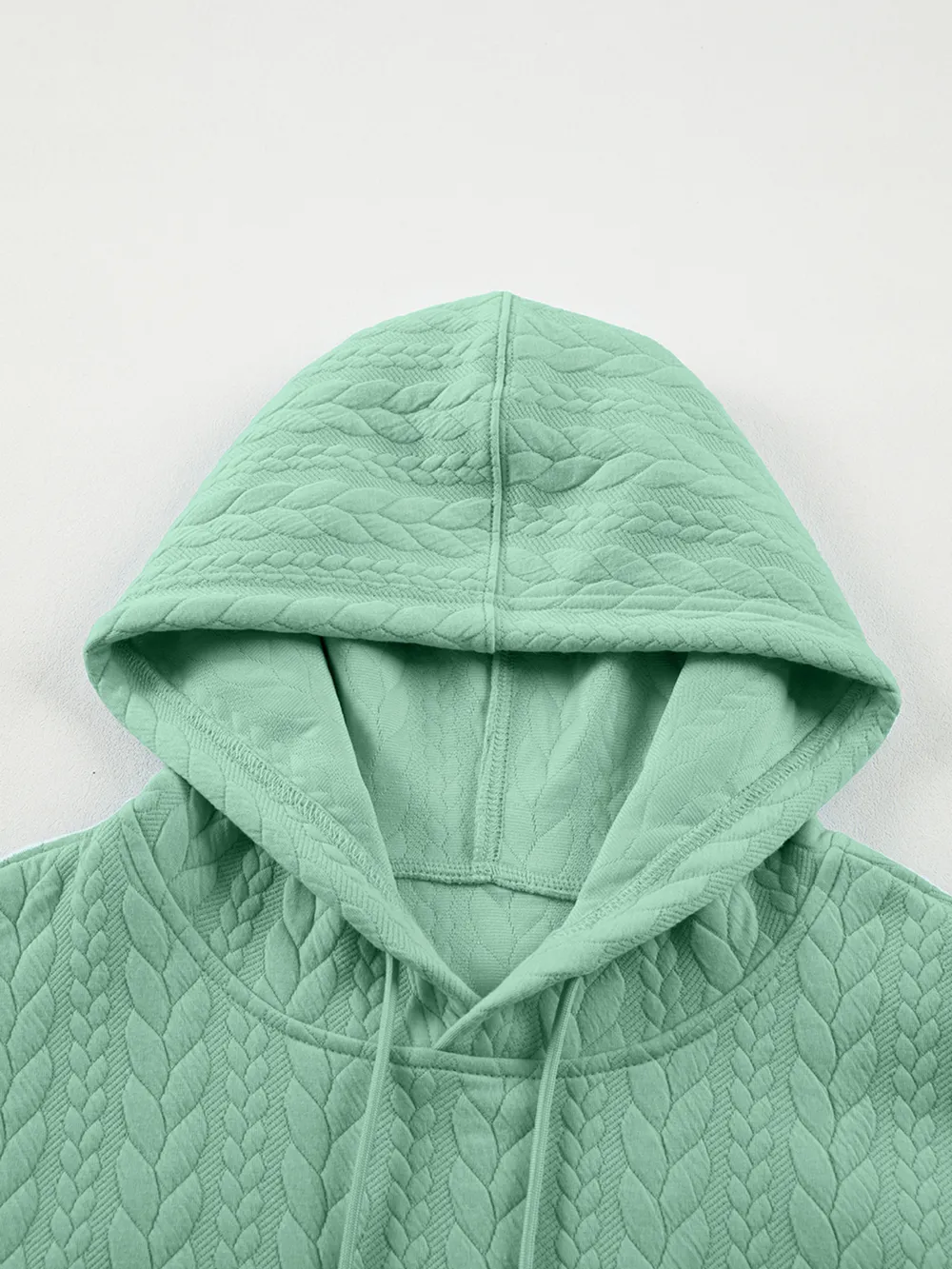 Drawstring Textured Baggy Solid Hoodie, image 14