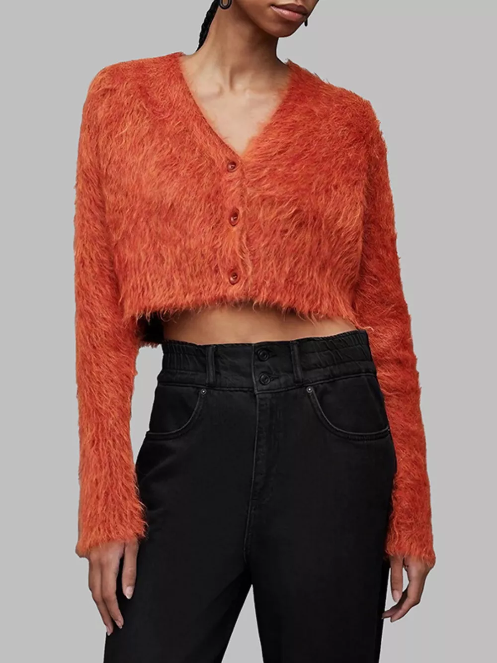 Fluffy Knit Cropped Cardigan, image 5
