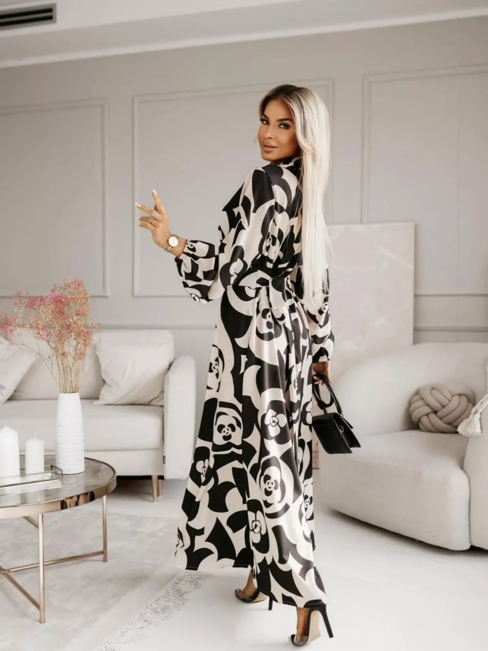 Printed Button Front Maxi Shirt Dress, image 20