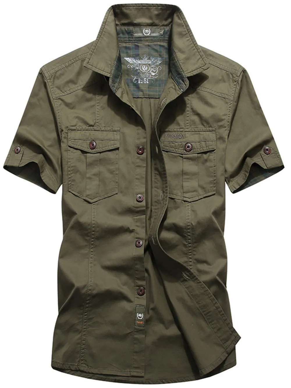 Men's Plus Size Casual Short Sleeve Cargo Shirt, image 5