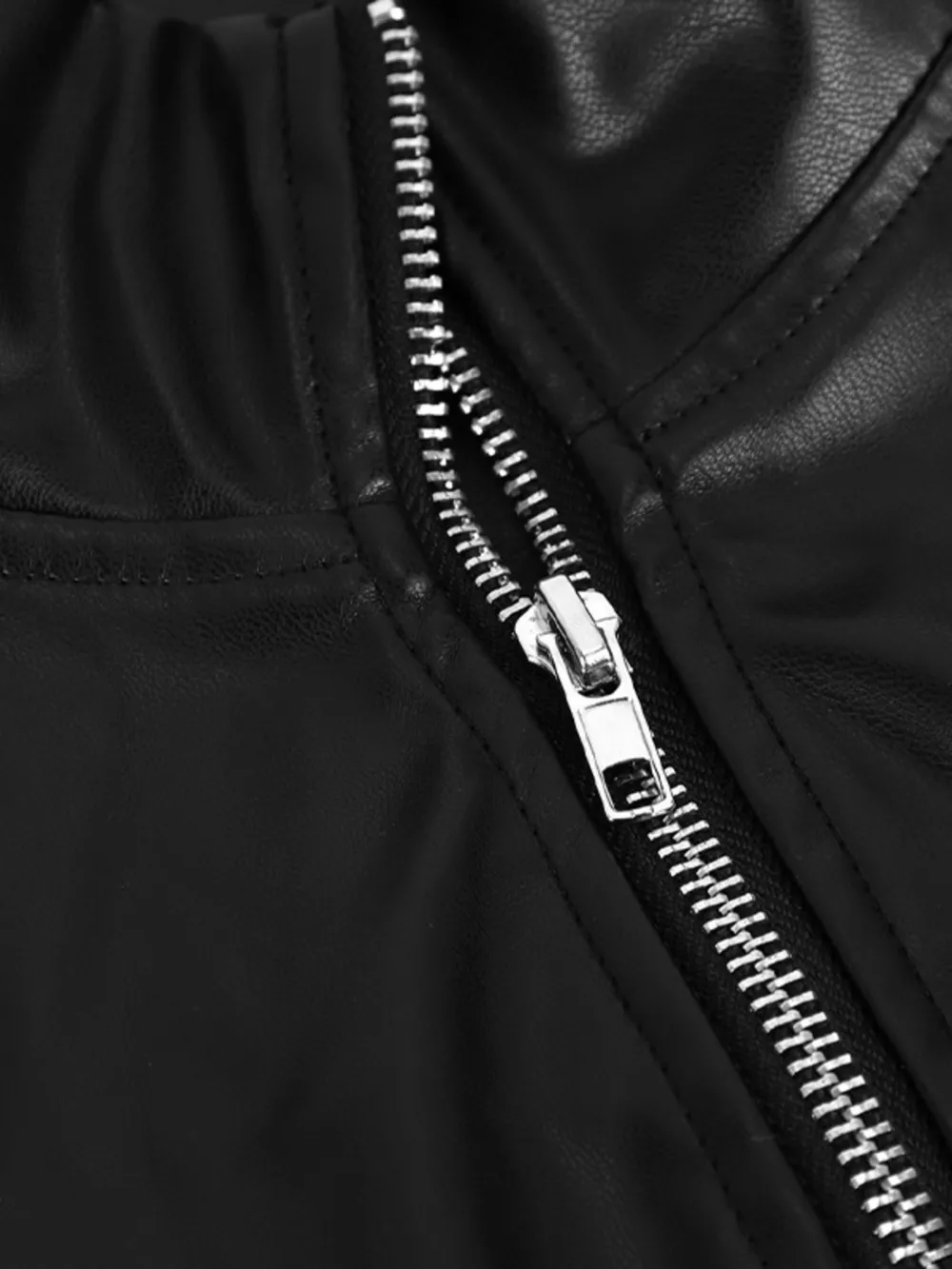 Zip Up Long Sleeve Leather Jacket, image 12