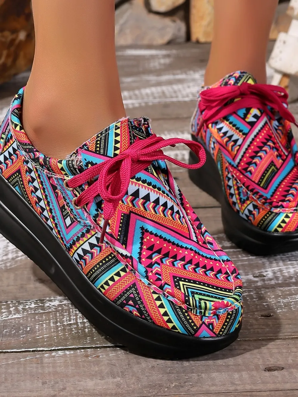 Graffiti Print Platform Sneakers, image 5