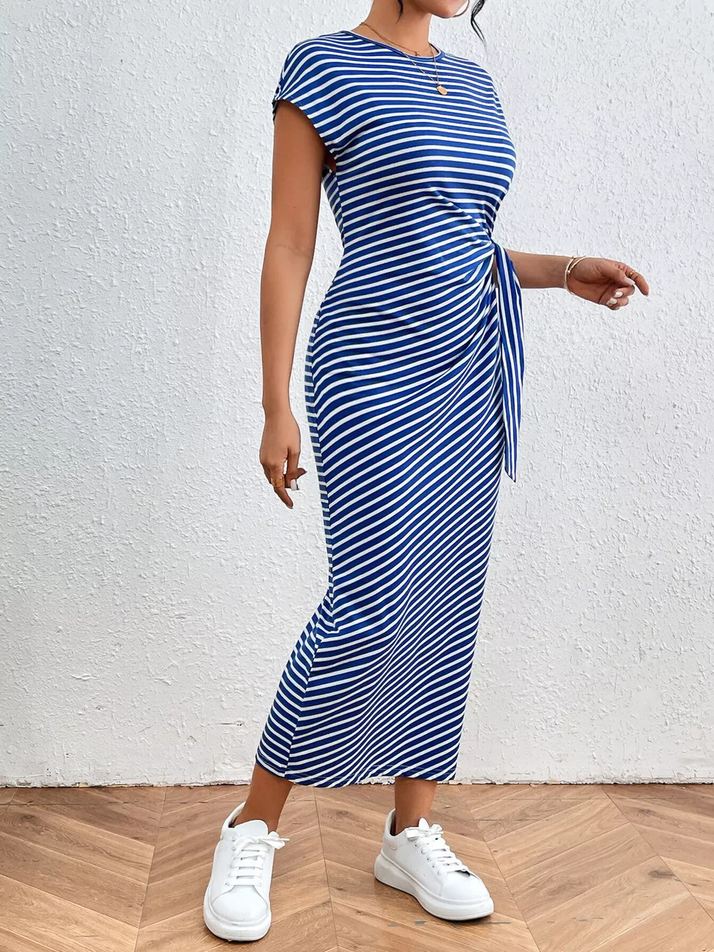 Striped Tie-Waist Midi Dress, image 14