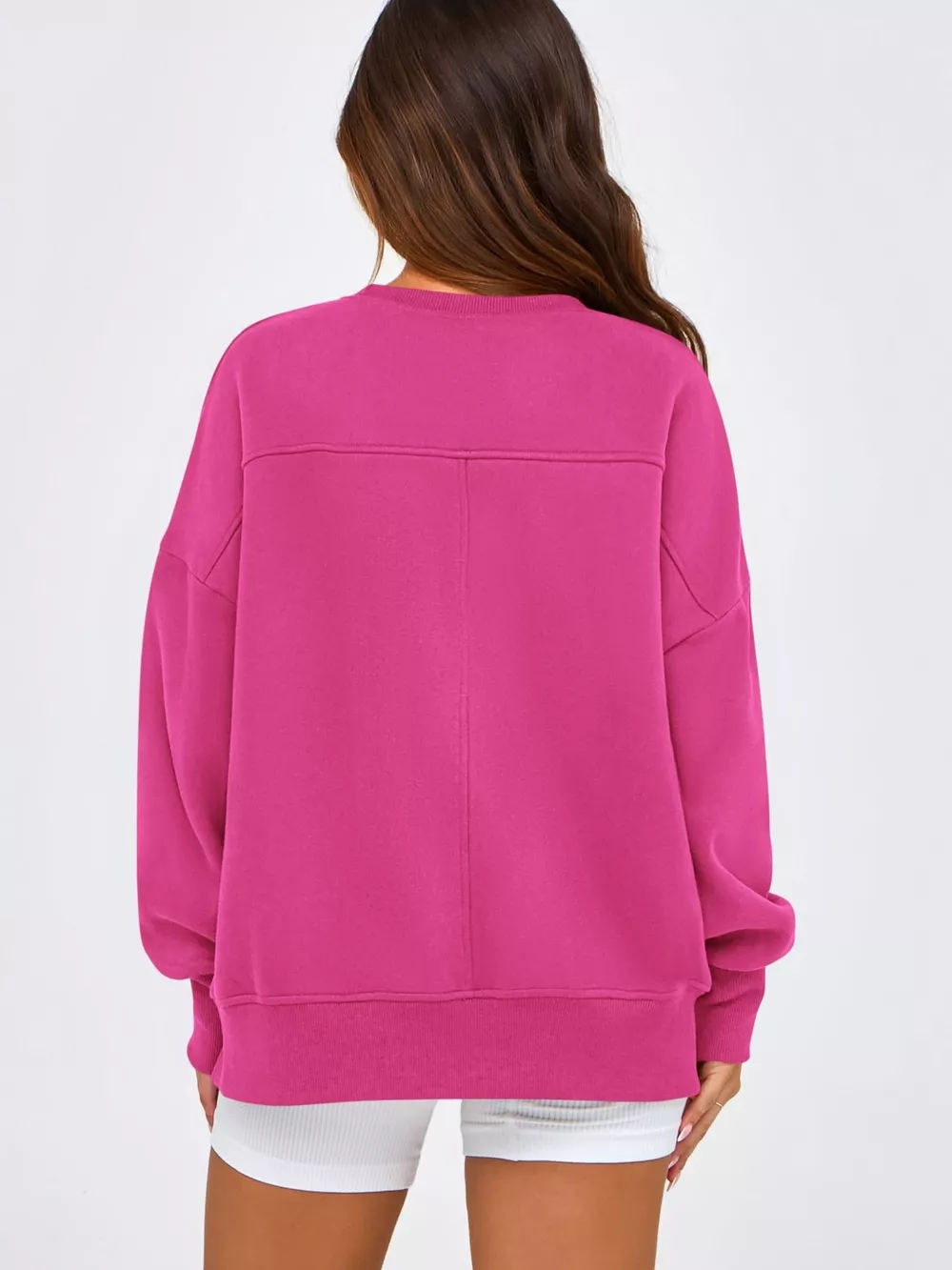 Slit Round Neck Dropped Shoulder Sweatshirt, image 16