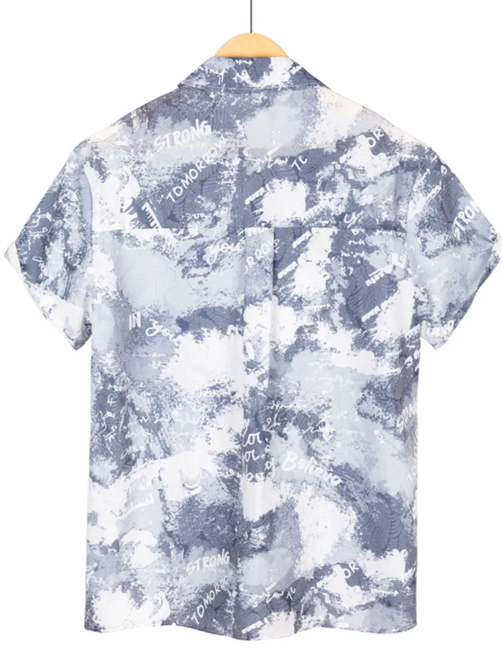 Men's Plus Size Printed Button Up Short Sleeve Shirt, image 2