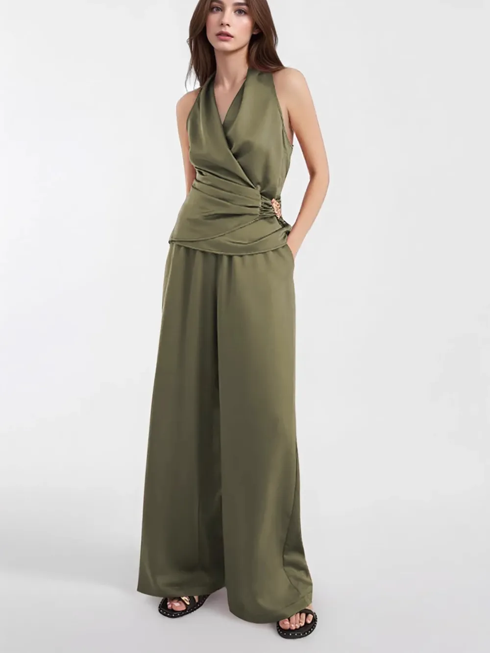 Surplice Sleeveless Top and Pants Set, image 2