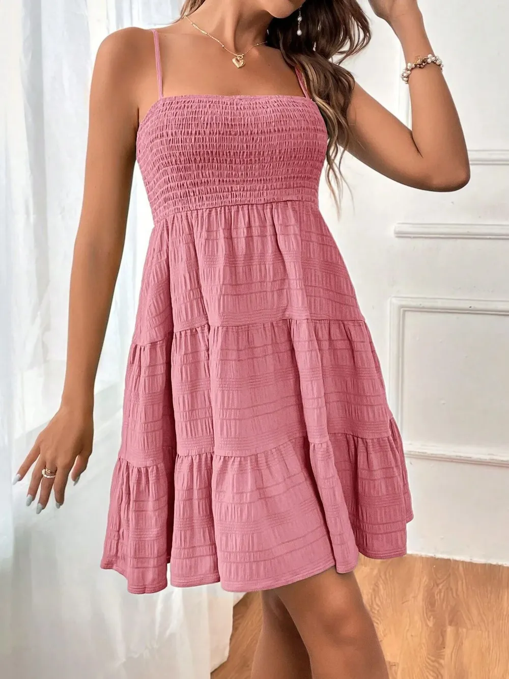 Smocked Tiered Cami Dress, image 6