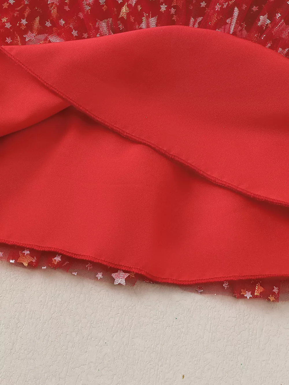 Children's Star Print Pom-Pom Embellishments Tulle Dress, image 10