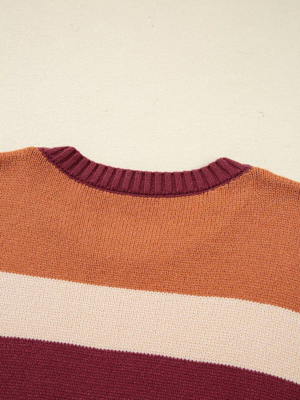 Checkered Color Block Knitted Drop Shoulder Sweater, image 11