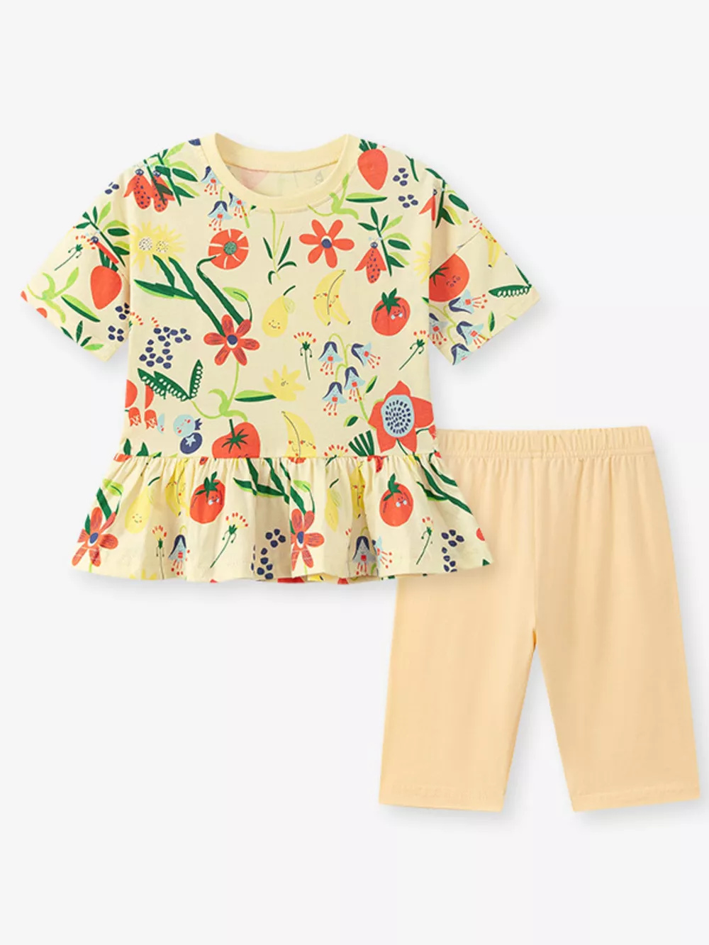 Children's Floral Print Ruffle Hem Top & Capri Leggings Set, image 5