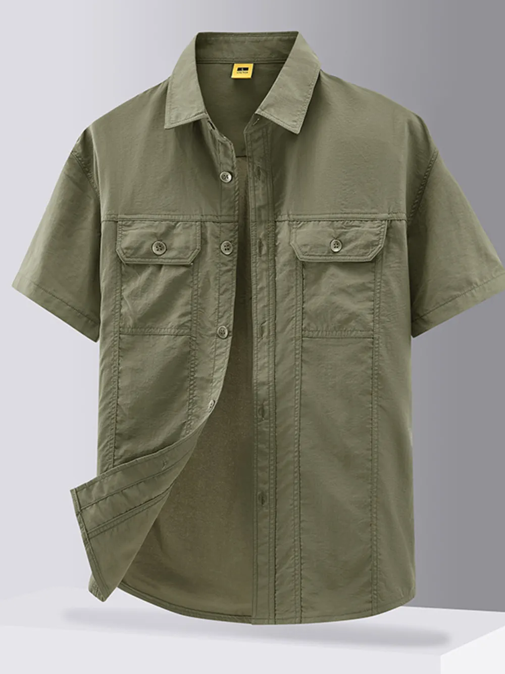 Men's Plus Size Casual Short Sleeve Button-Down Shirt, image 2