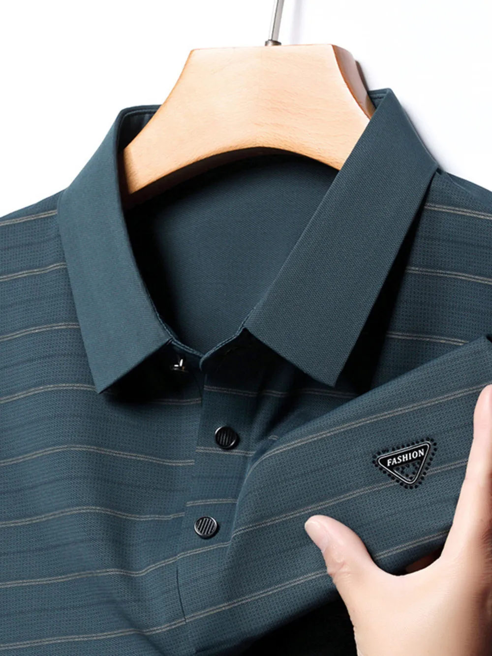 Men's Plus Size Classic Striped Golf Polo Shirt, image 5