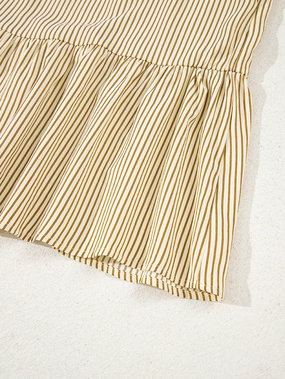 Stripe Collared Neck Cuffed Long Sleeve Drop Waist Mini Dress, image 11