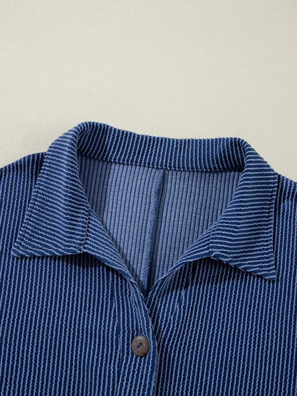 Oversized Twist Ribbed Collared Henley Top with Roll Up Sleeve, image 11