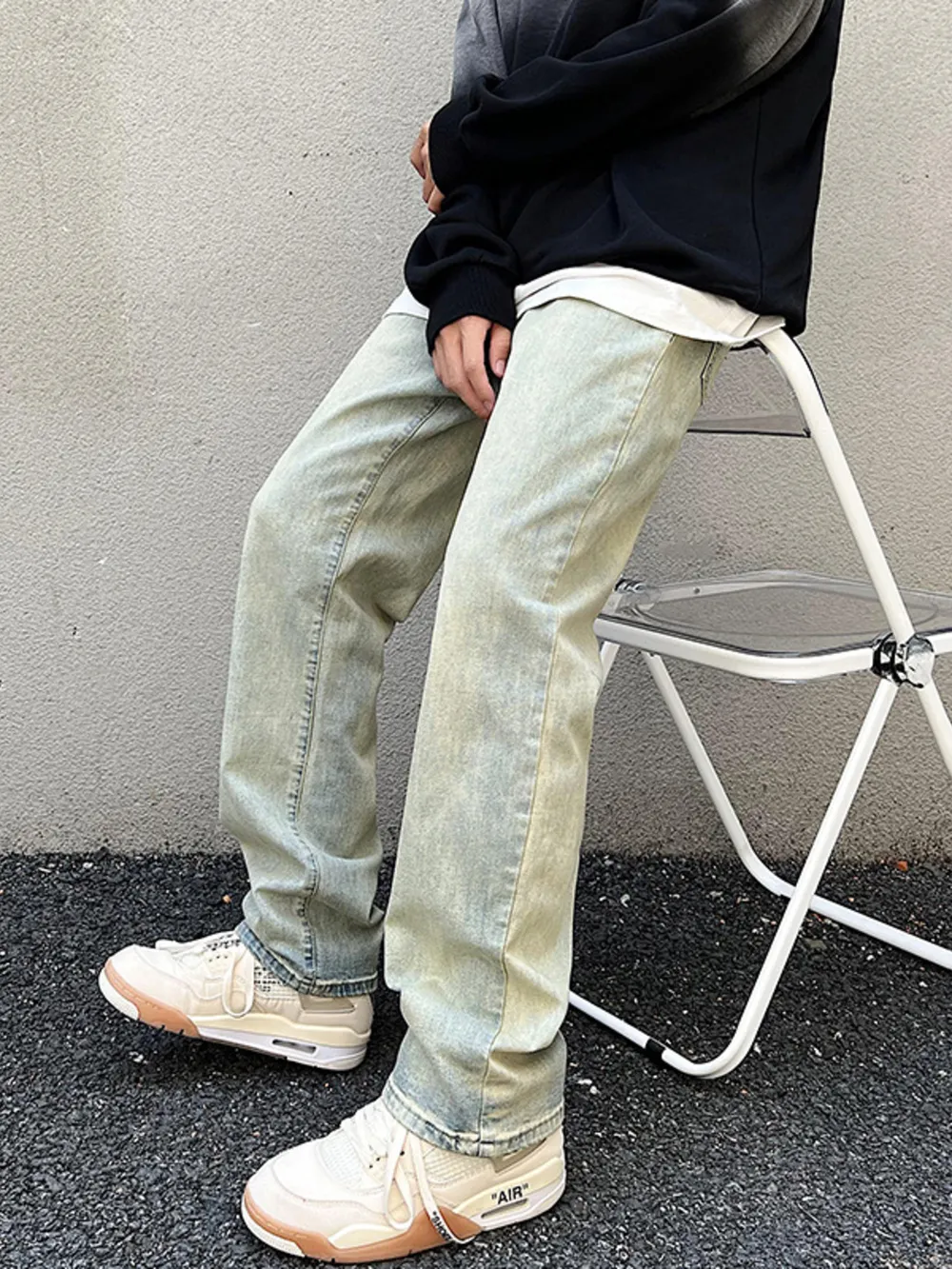 Men's Vintage Wash Straight Leg Jeans
