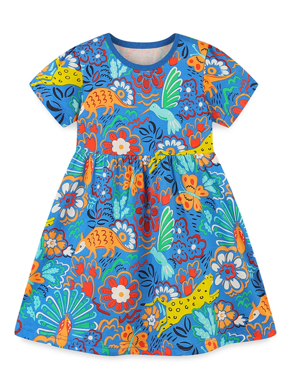 Children's Printed Round Neck Short Sleeve Dress, image 2