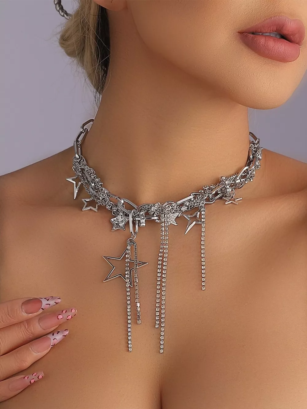 Chunky Chain Star Tassel Necklace, image 3
