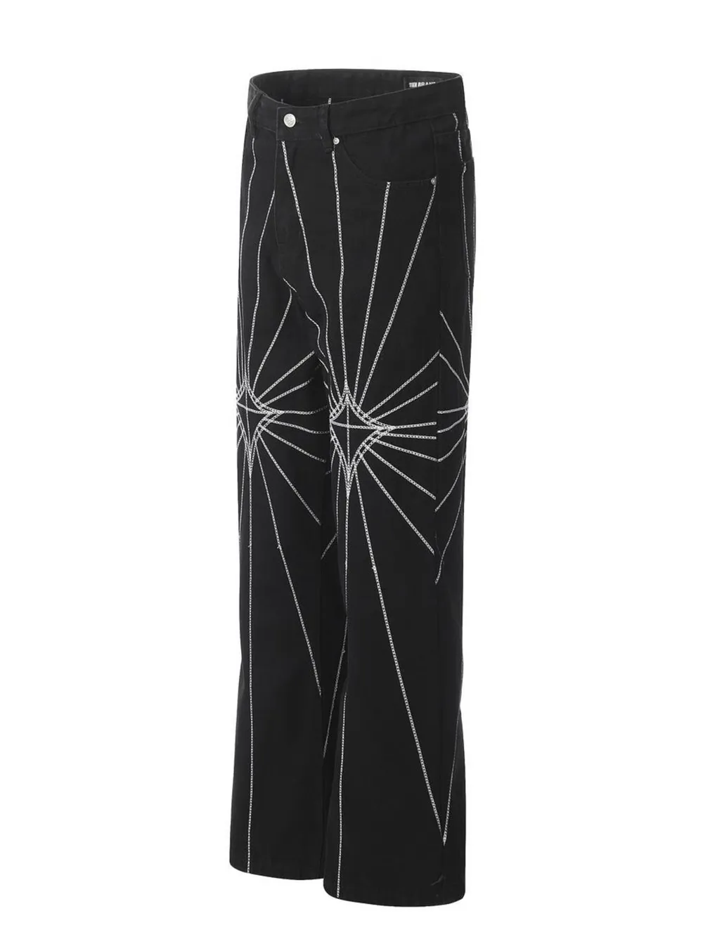 Men's Spider Web Embroidered Flared Jeans, image 2
