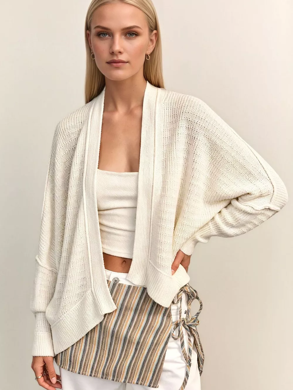 Open-Front Long Sleeve Knit Cardigan, image 9