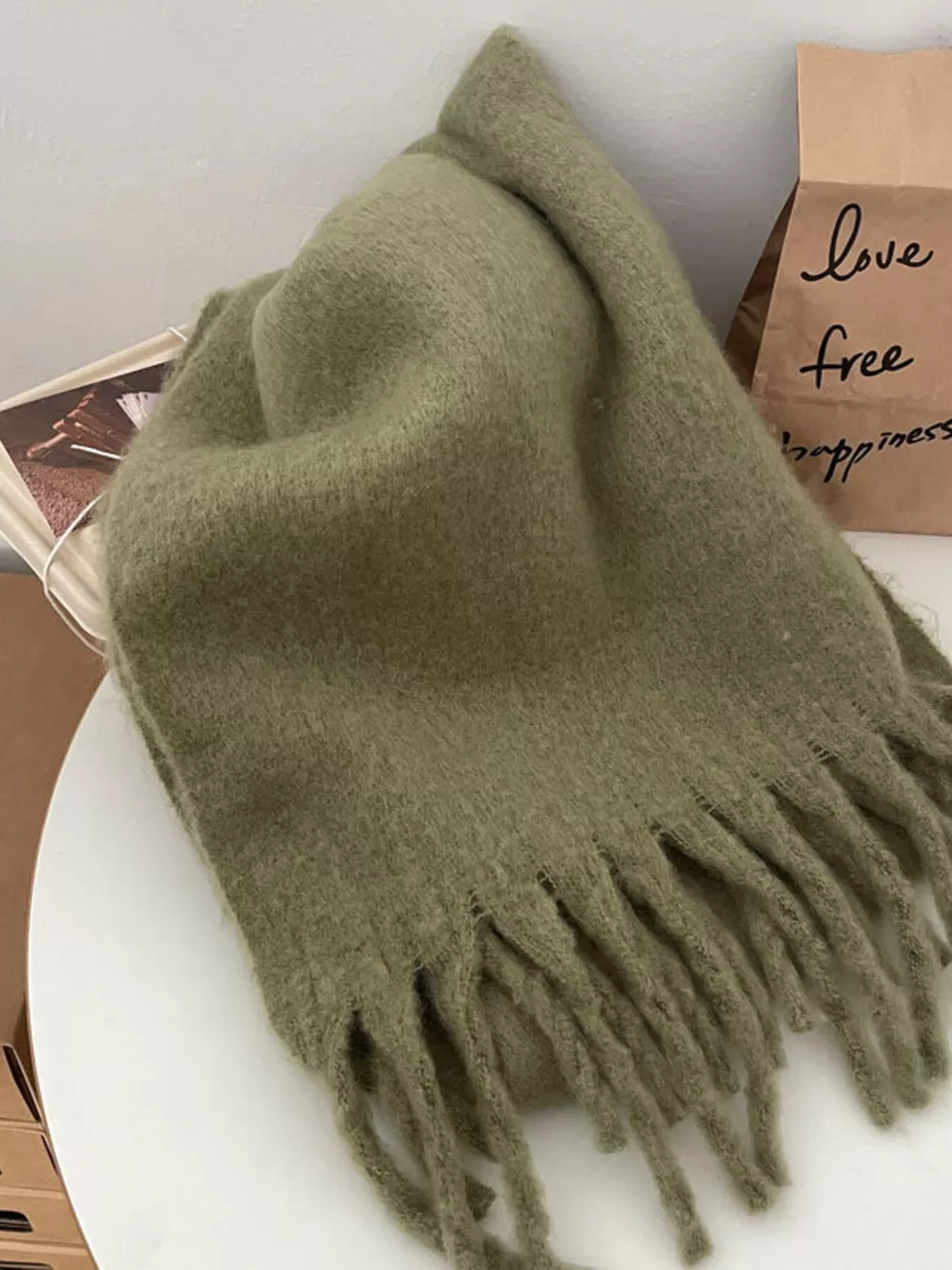Solid Color Fringe Scarf, image 11