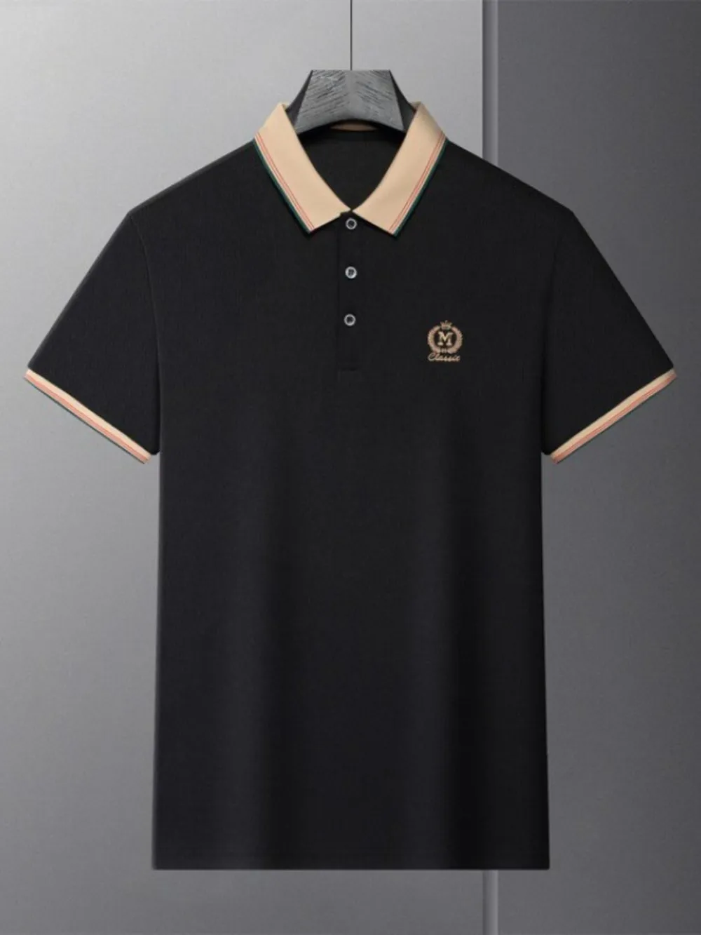 Men's Plus Size Contrast Collar Classic Polo Shirt, image 2