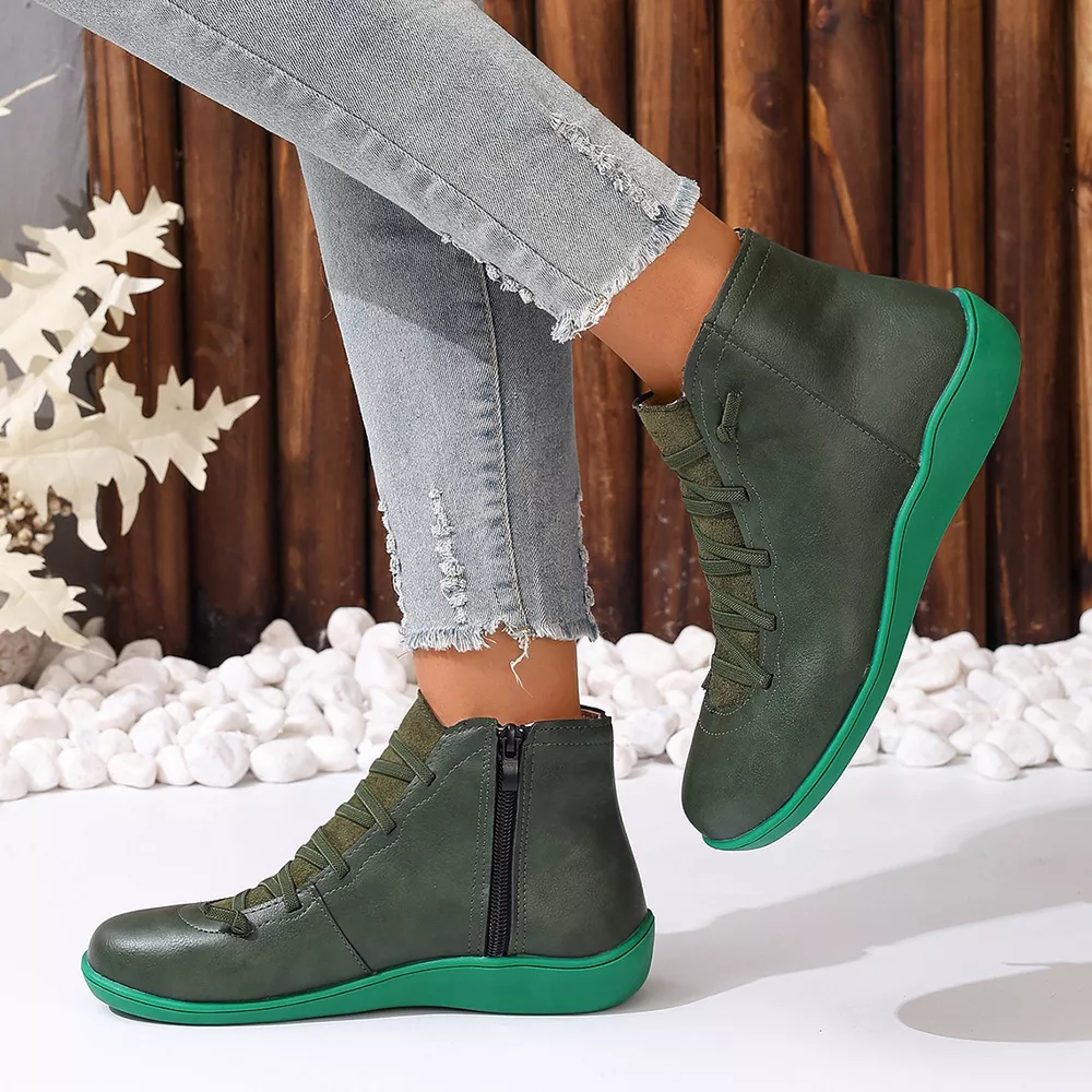 Lace-Up Faux Leather Ankle Boots, image 19