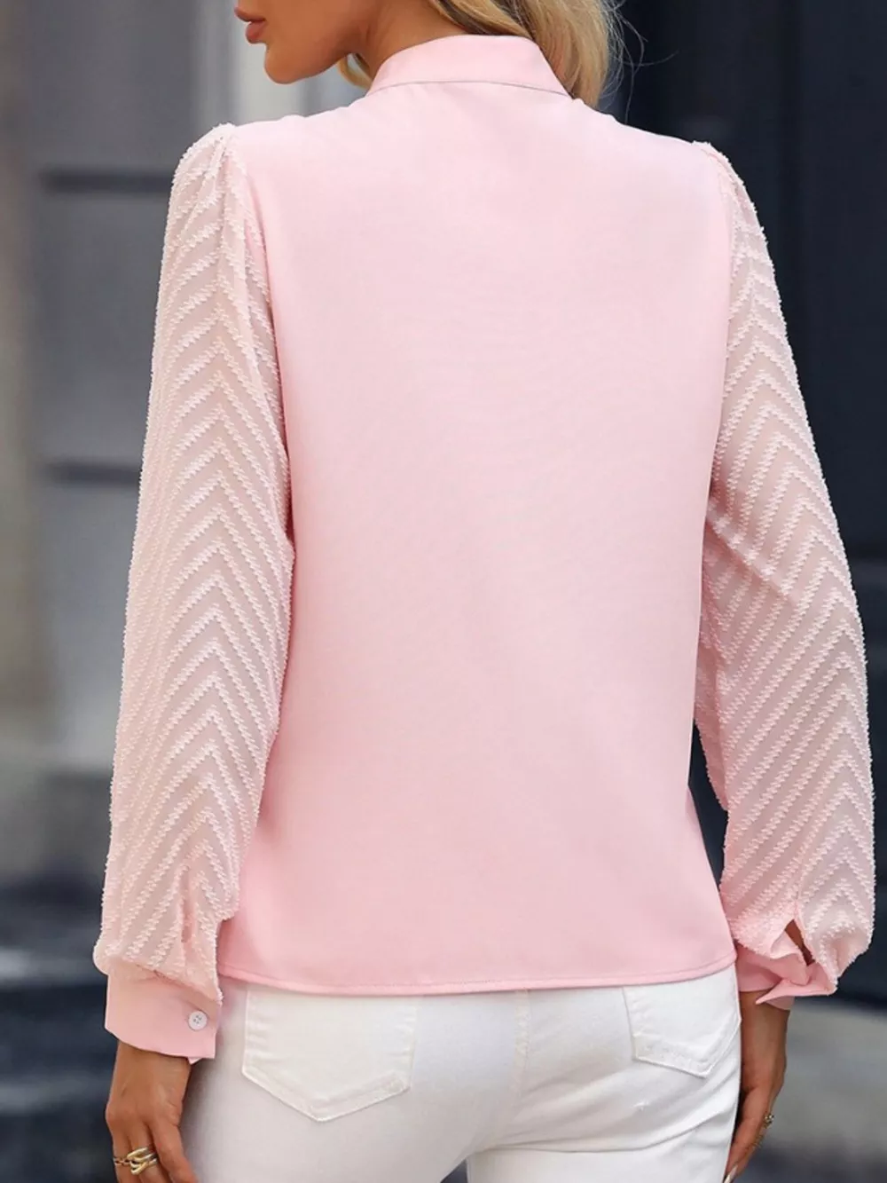 Notched Long Sleeve Blouse, image 12