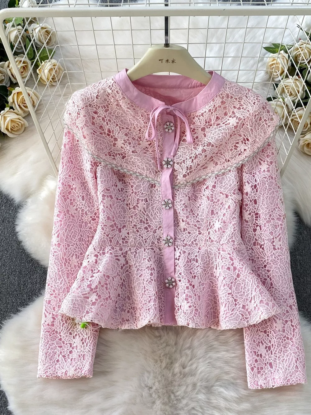 Lace Button Up Top and Skirt Set, image 3