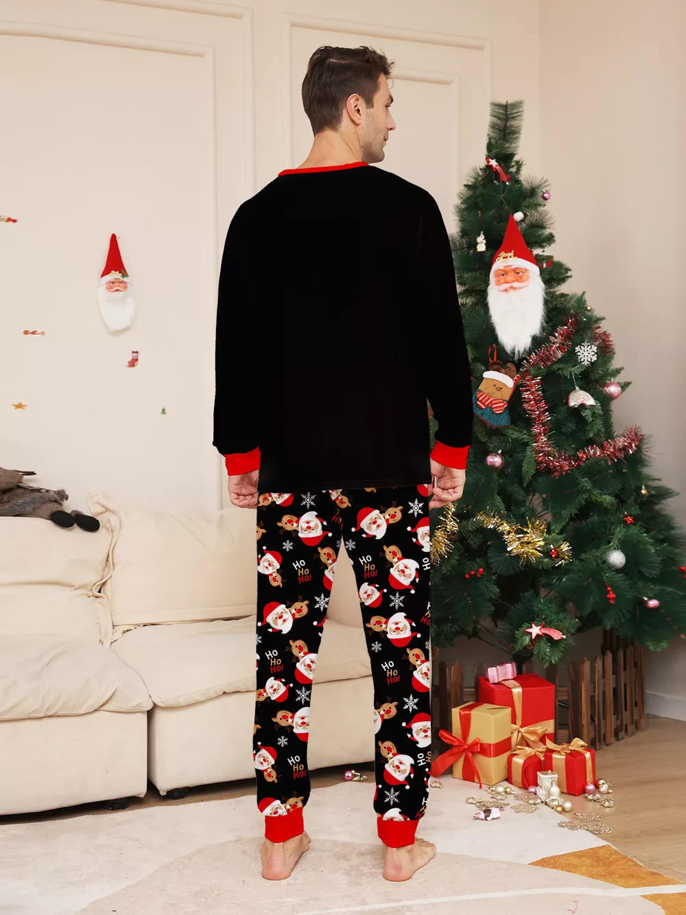 Full Size Matching Family Christmas Pajamas Set with Santa and Reindeer Print Plus Size, image 8