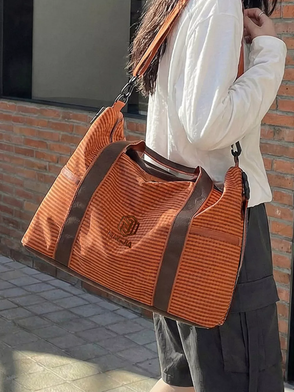 Plaid Oxford Cloth Travel Bag, image 5
