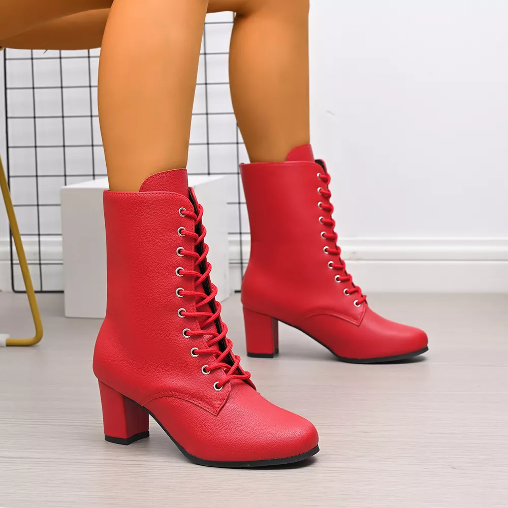 Round Toe Block Heels Boots, image 8