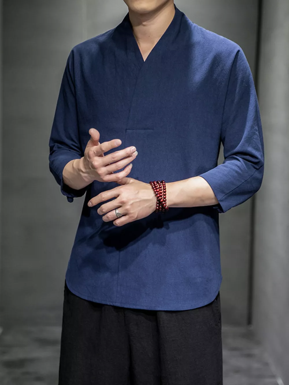Men's Plus Size Loose Fit 3/4 Sleeve Shirt, image 4