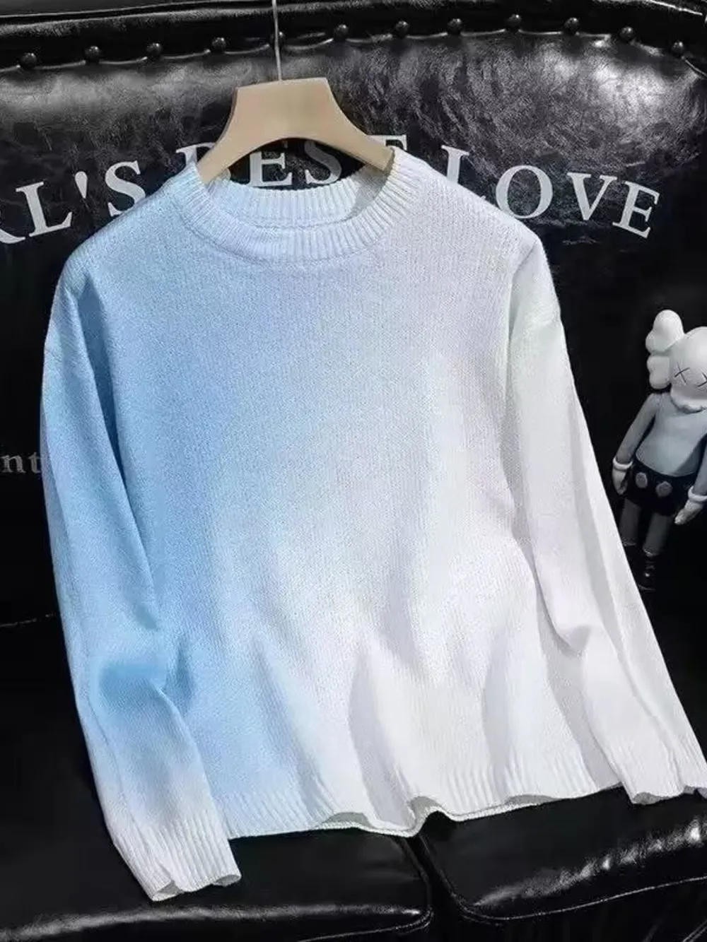 Men's Gradient Round Neck Knitted Pullover, image 3
