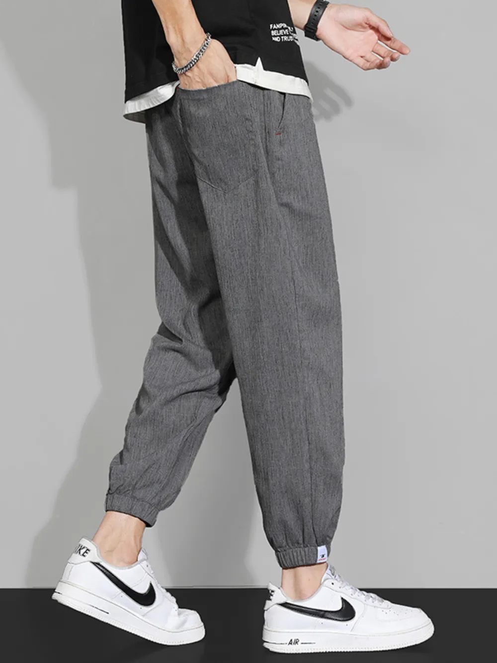 Men's Plus Size Casual Drawstring Joggers, image 4