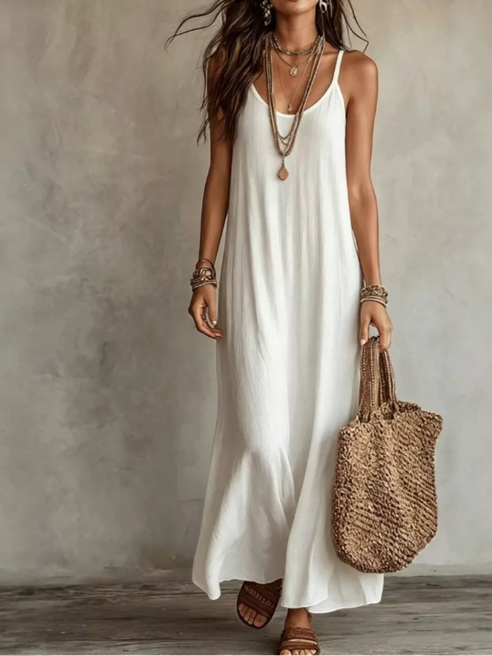 Full Size Scoop Neck Spaghetti Strap Maxi Dress Plus Size, image 4